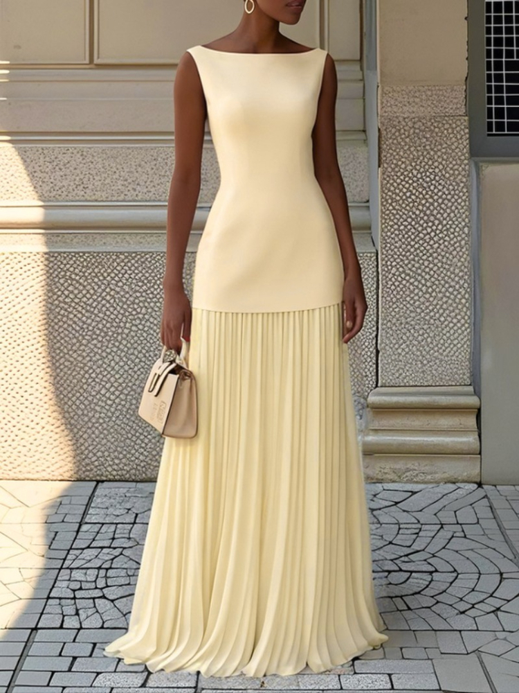 Maxi Dress Boho - Summer New Women Elegant Solid Splice