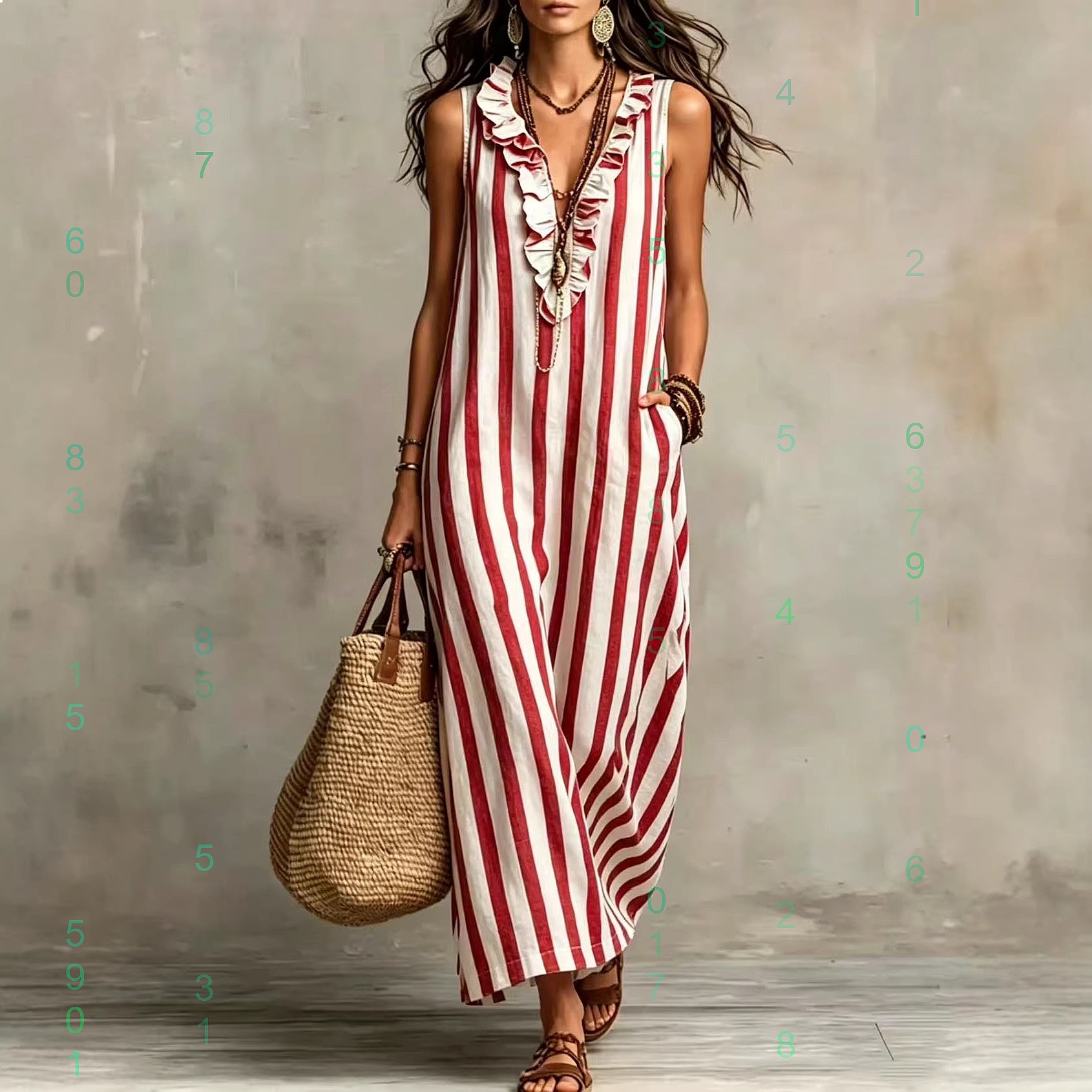 Maxi Dress Boho - Boho Striped V Neck Pocket Sleeveless