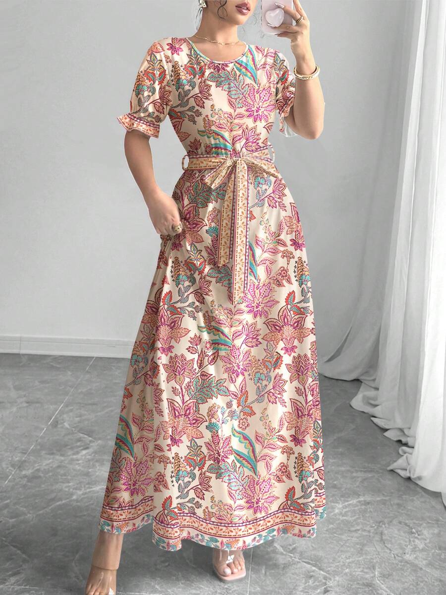 Maxi Dress Boho - Vintage Bohemian Floral Print Casual Maxi
