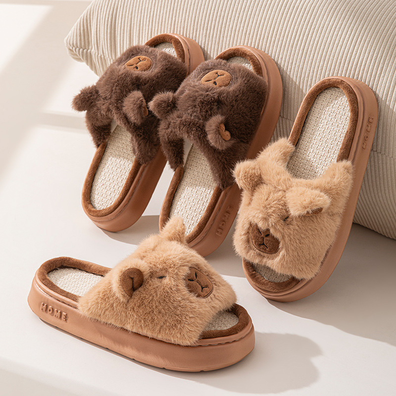Women Fashion Designers - Hemp Cartoon Women's Slippers Home Flats