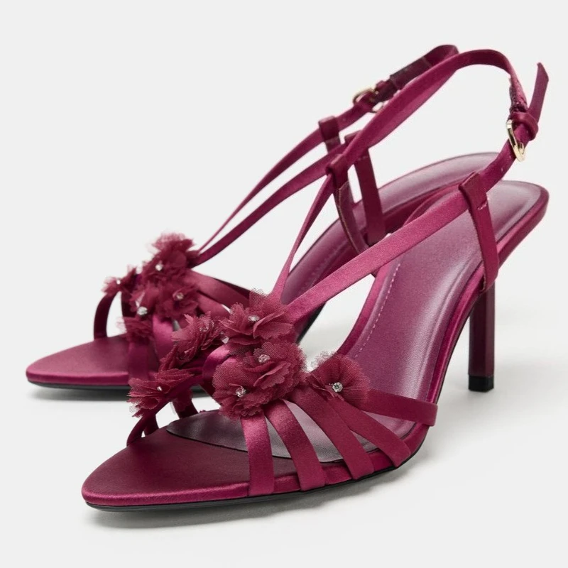 Women'S Fashion Brand Shoes - Satin Flower Brand Women Sandals Rhinestone
