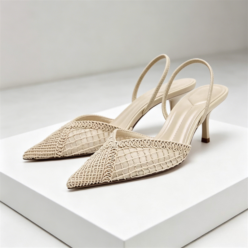 Women'S Fashion Brand Shoes - Mesh Woven Heeled Sandals Women Sexy