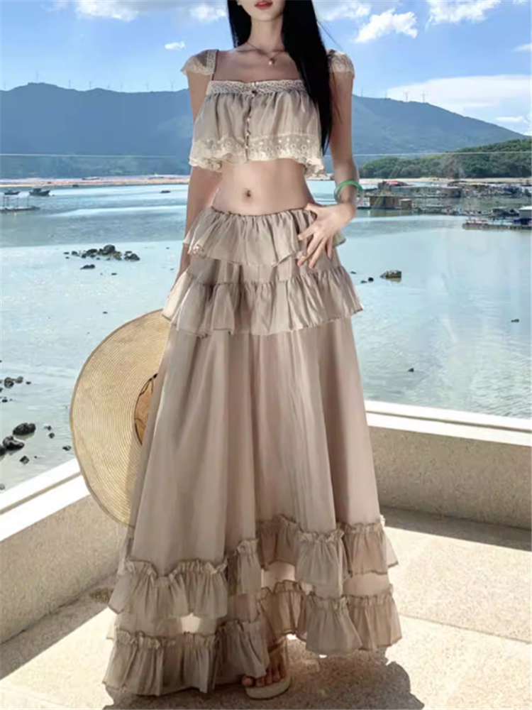 Maxi Dress Boho - 2 Pieces Seaside Beach Photo Dress
