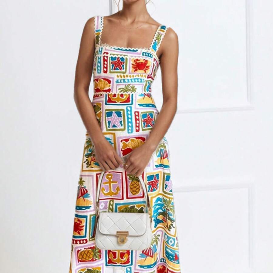 Womens Printed Spaghetti Strap - Maxi Dress Boho recensione e prezzo