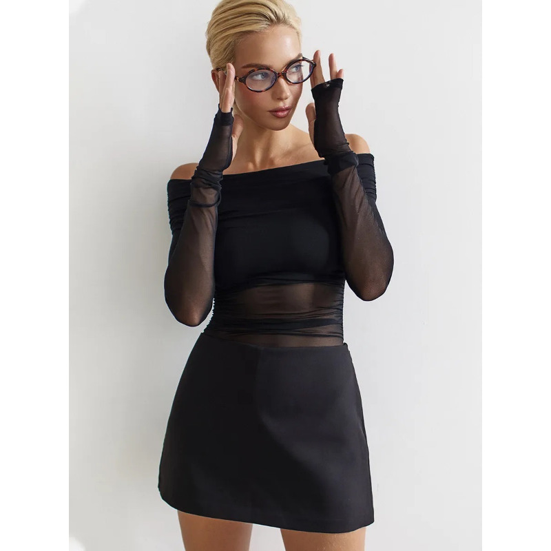 Women  Mesh Off Shoulder Top S - Women'S Fashion Tops recensione e prezzo