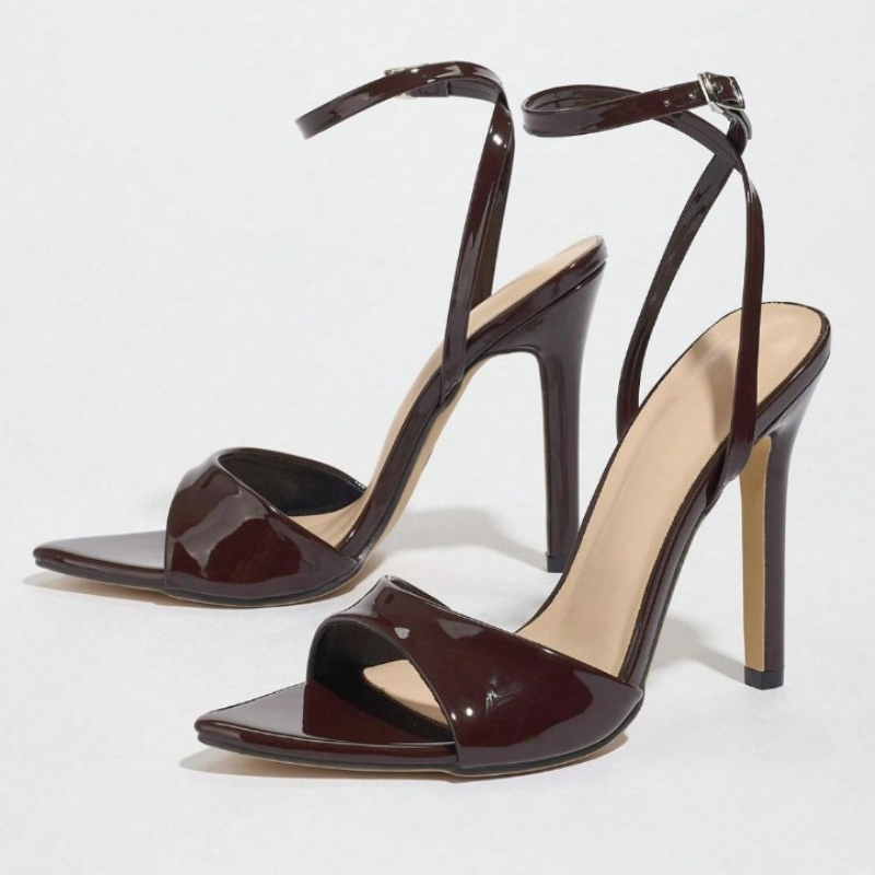 Coffee Patent Leather Heeled S - Women'S Fashion Brand Shoes recensione e prezzo