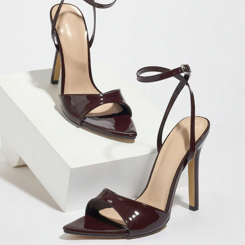 Coffee Patent Leather Heeled S - Women'S Fashion Brand Shoes recensione e prezzo