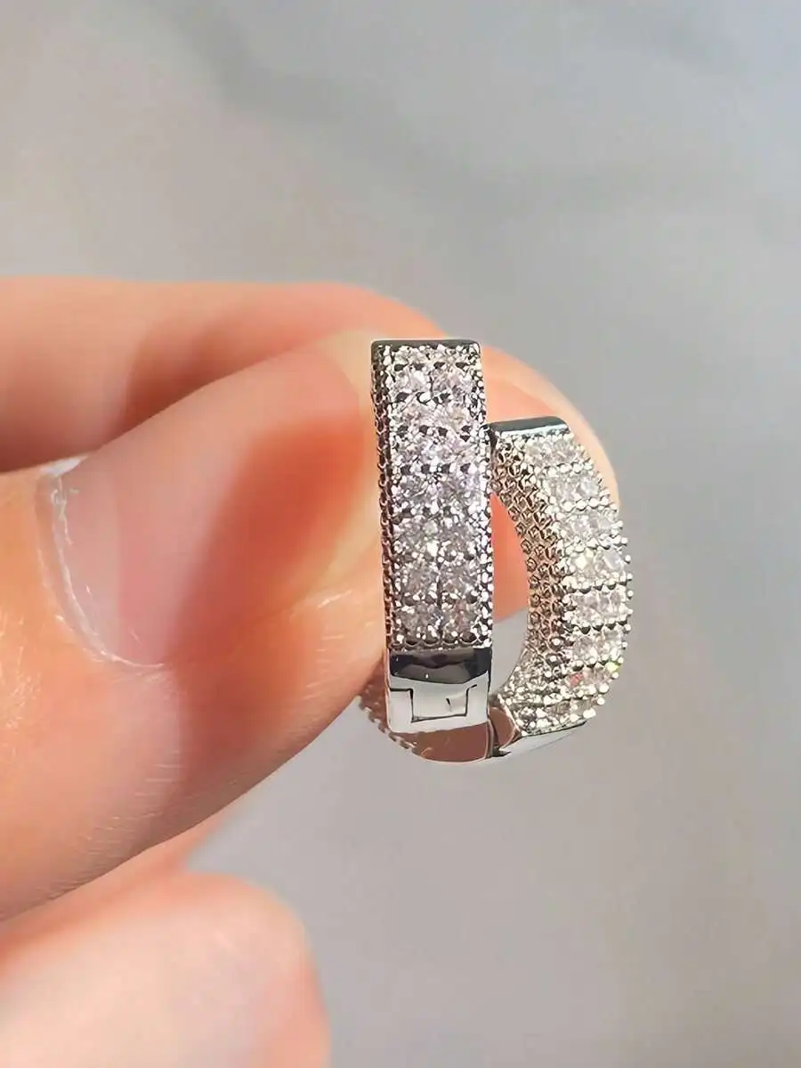 Cubic Zirconia Studded Hoop Ea - Women'S Fashion Earrings recensione e prezzo
