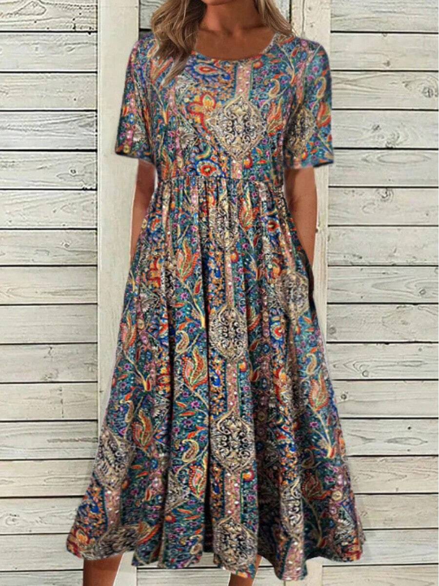 Boho Floral Print Womens Round - Maxi Dress Boho recensione e prezzo