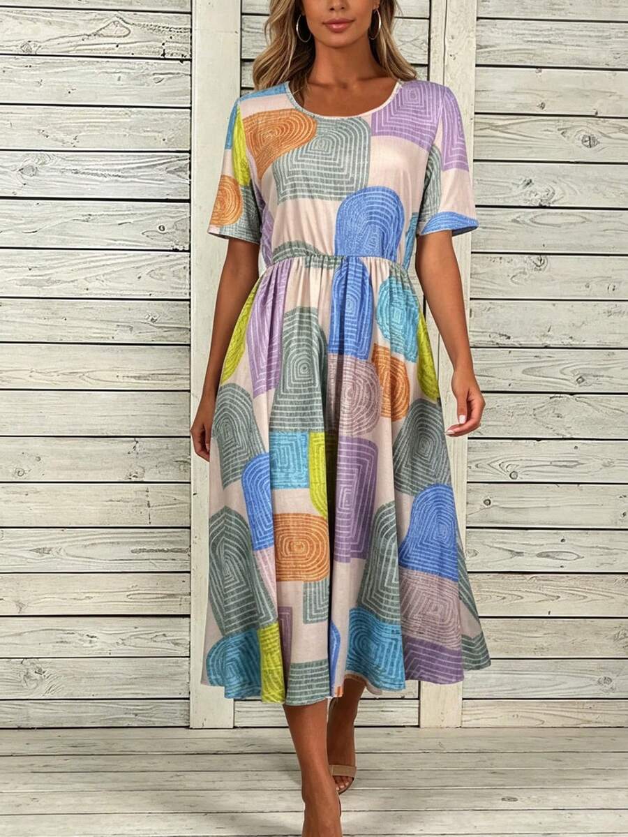 Boho Floral Print Womens Round - Maxi Dress Boho recensione e prezzo