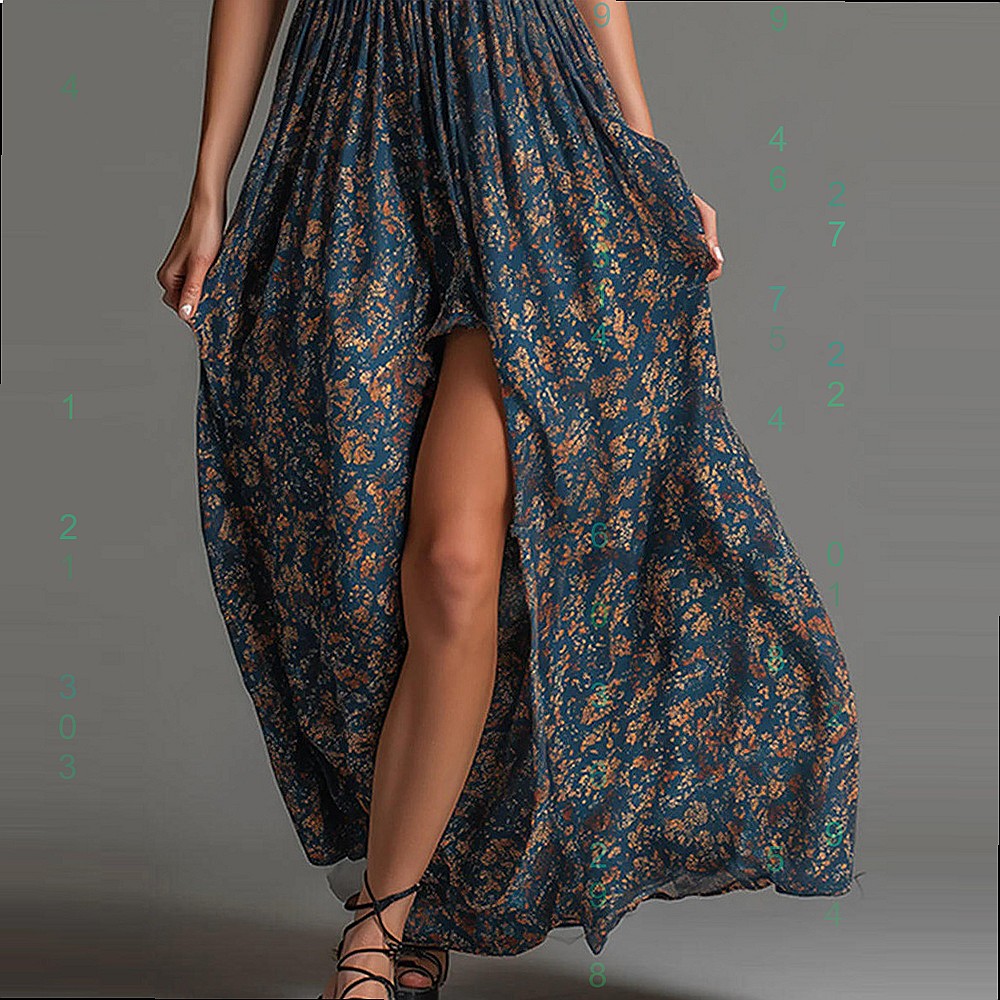 Bohemian Print V Neck Split Dr - Maxi Dress Boho recensione e prezzo