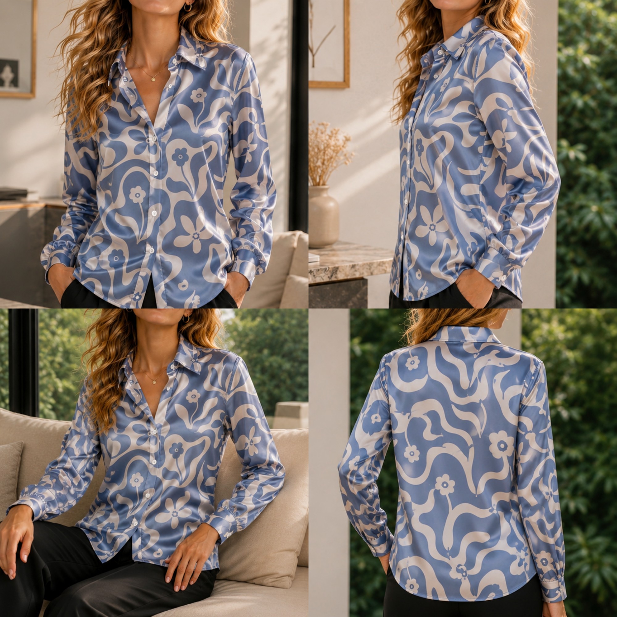 Women Green Satin Blouse White - Women'S Fashion Tops recensione e prezzo