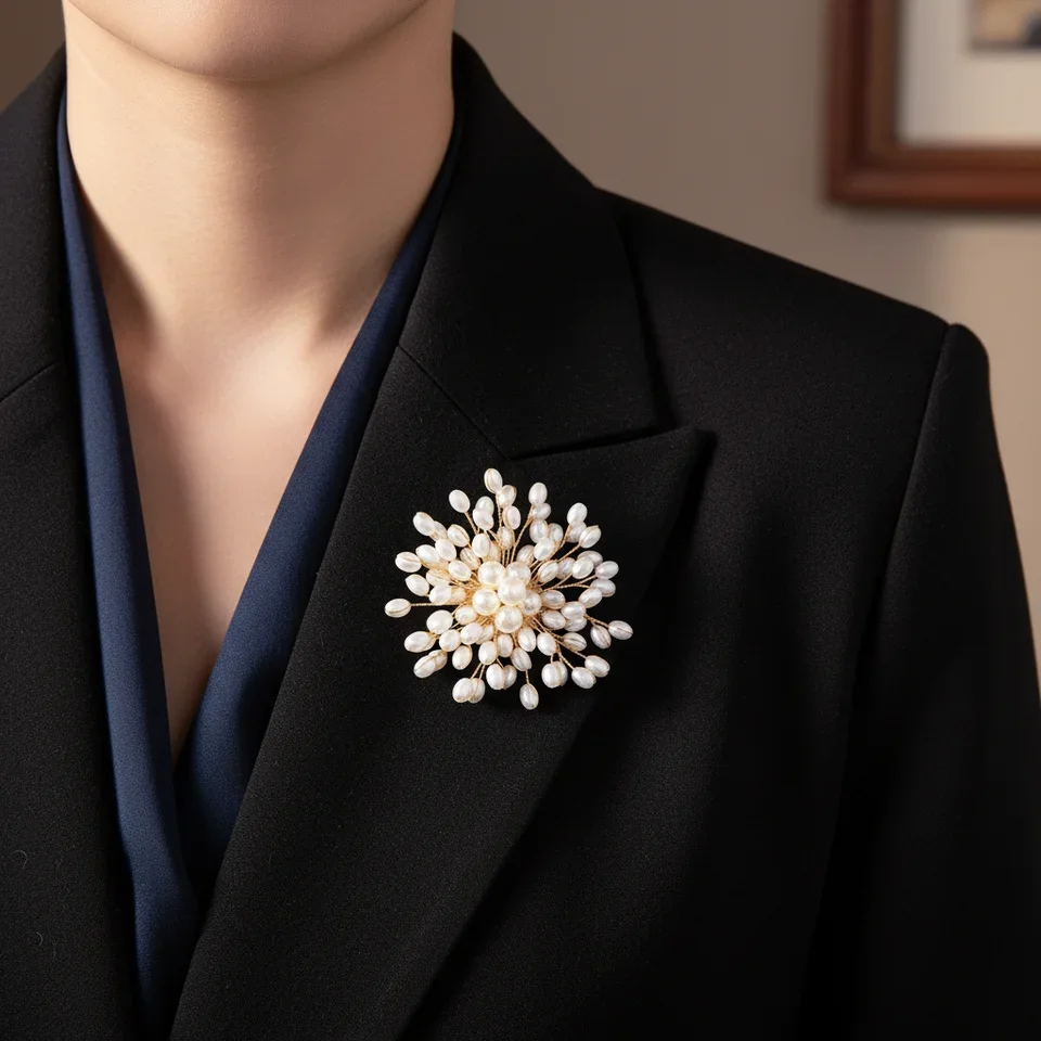 Pearl Woven Flower Brooch For  - Women Fashion Designers recensione e prezzo