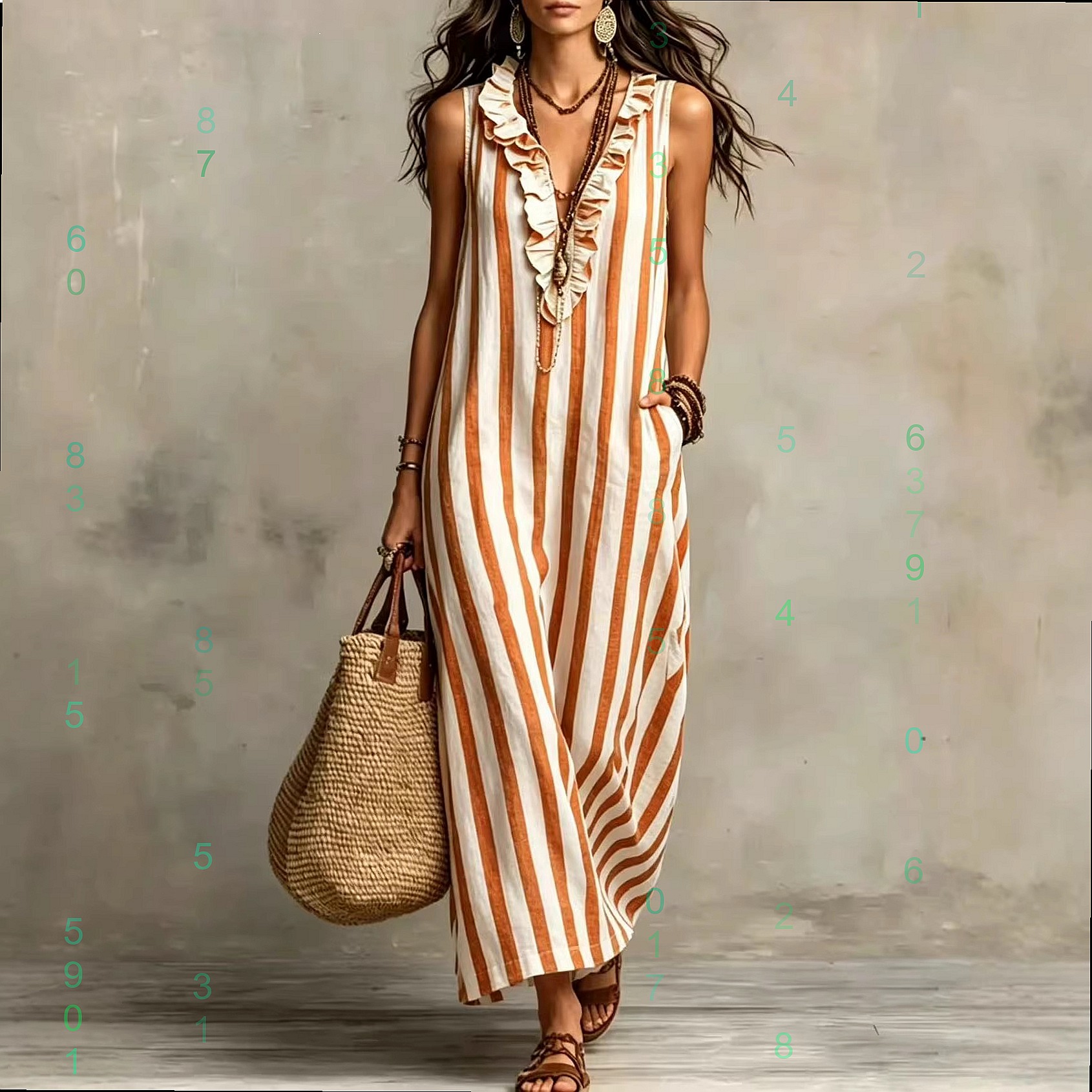 Boho Striped V Neck Pocket Sle - Maxi Dress Boho recensione e prezzo
