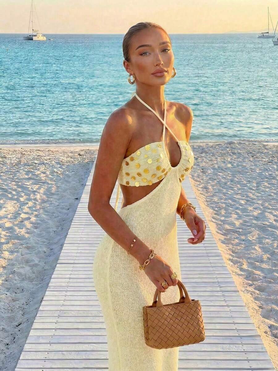 Womens Bohemian Sequin Spaghet - Maxi Dress Boho recensione e prezzo