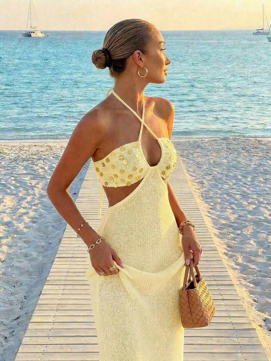 Womens Bohemian Sequin Spaghet - Maxi Dress Boho recensione e prezzo