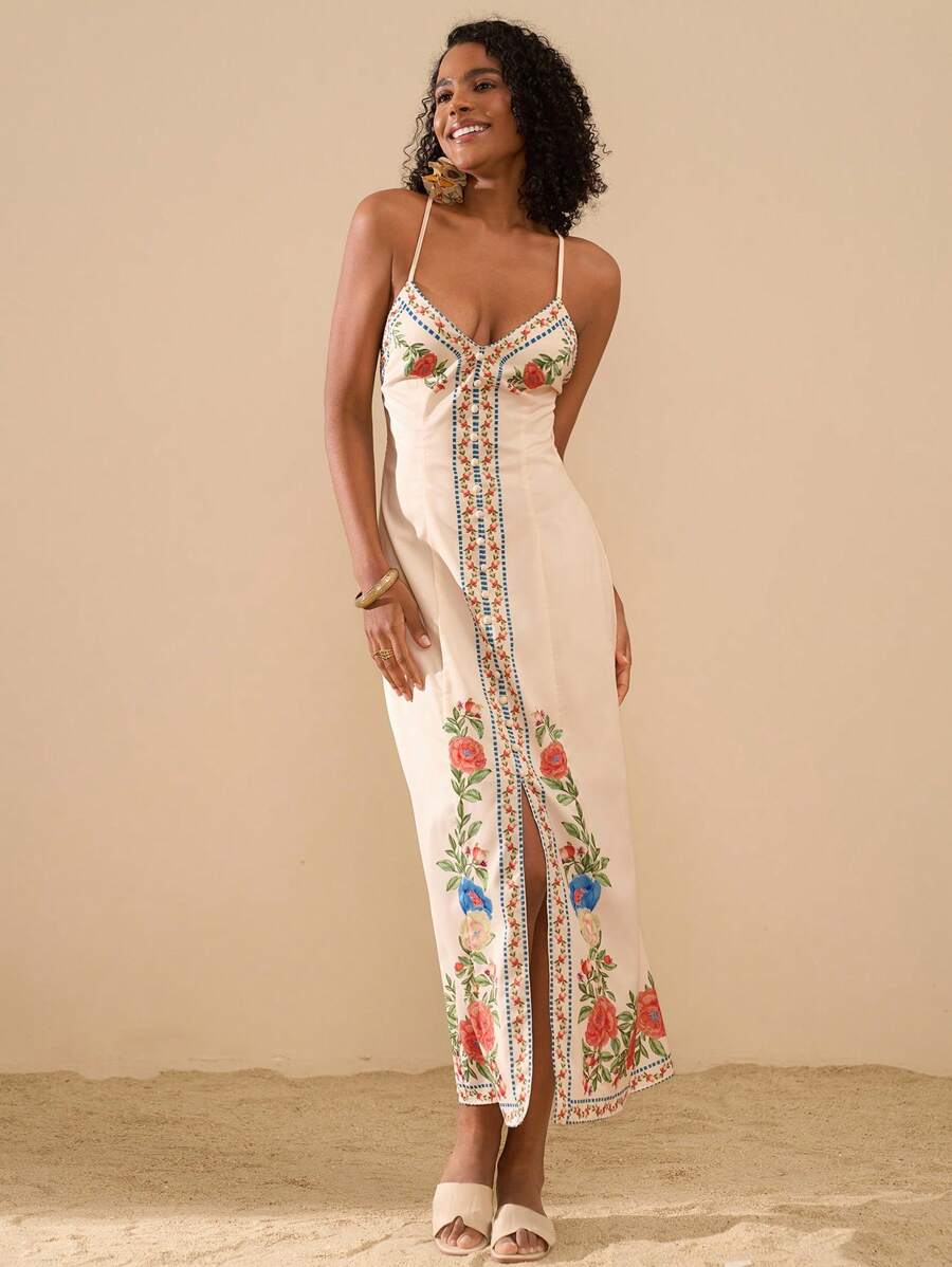 Boho Floral Print Sleeveless M - Maxi Dress Boho recensione e prezzo