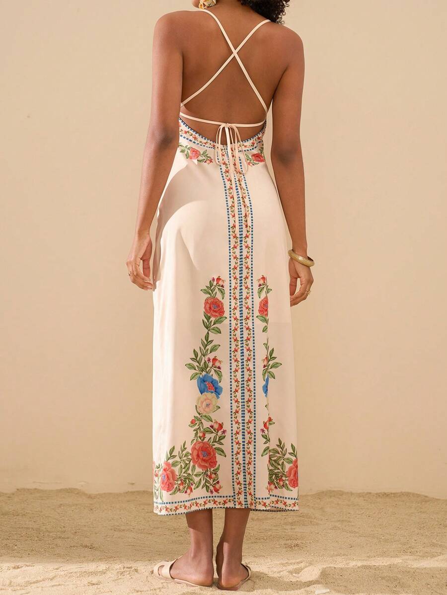 Boho Floral Print Sleeveless M - Maxi Dress Boho recensione e prezzo
