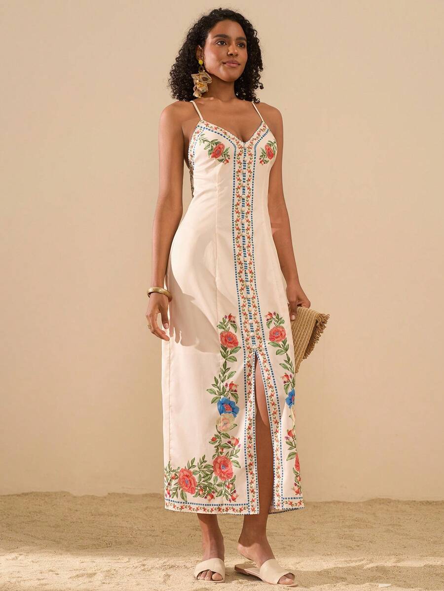 Boho Floral Print Sleeveless M - Maxi Dress Boho recensione e prezzo