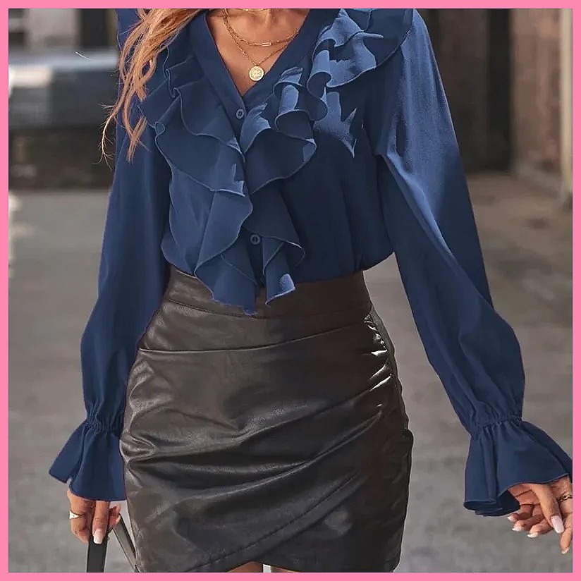 2025 Fashion V-Neck Ruffle Fla - Women'S Fashion Tops recensione e prezzo