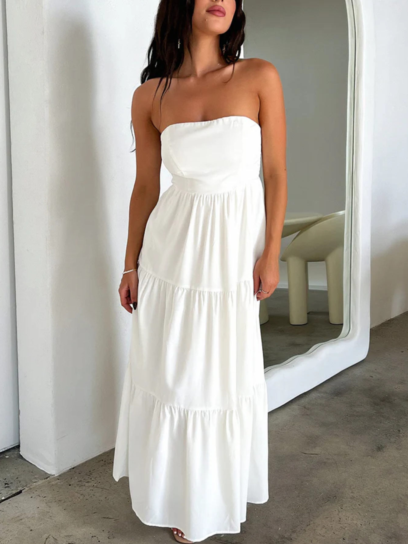 Women Strapless Flowy Tiered M - Maxi Dress Boho recensione e prezzo