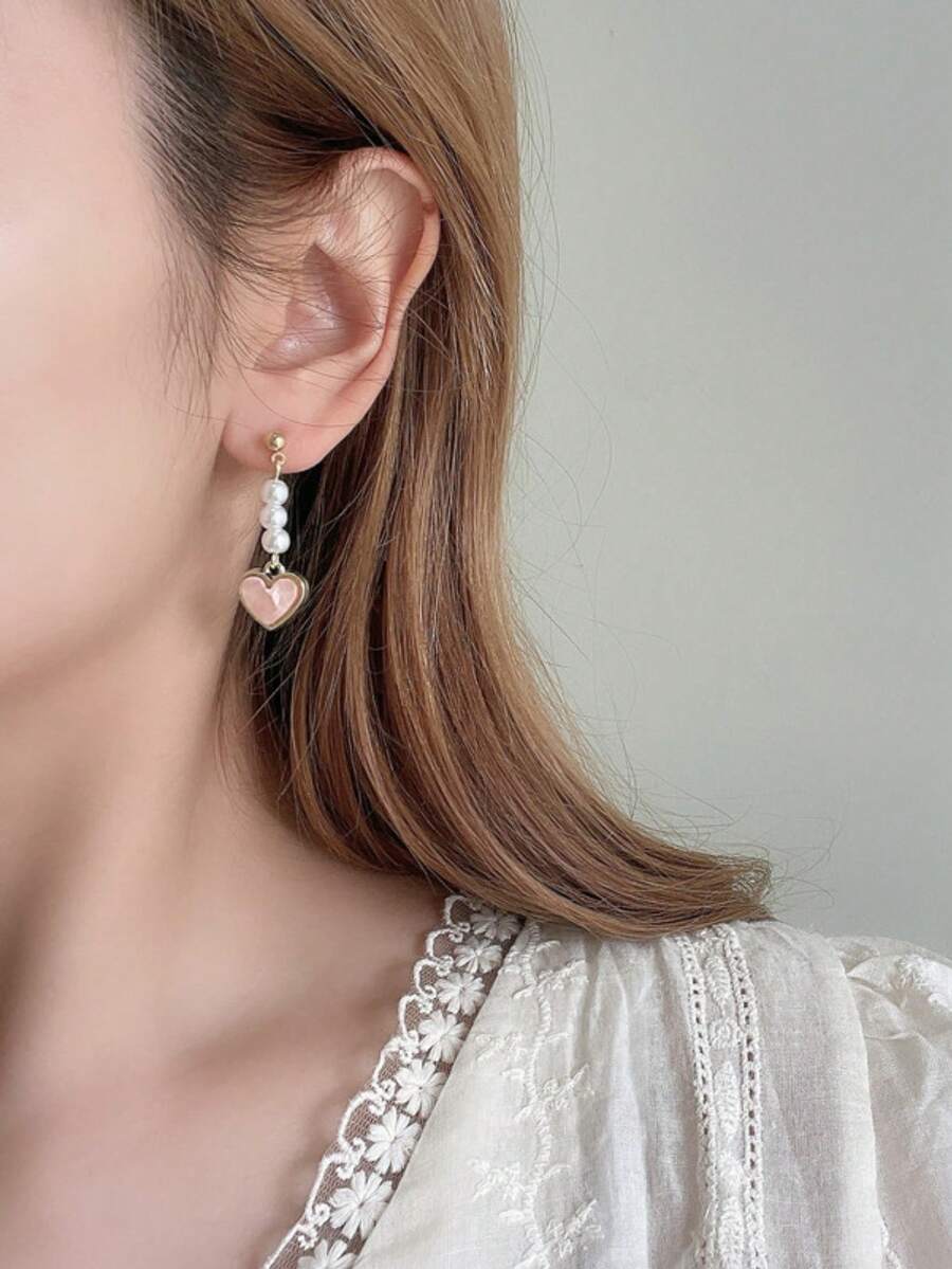 1 Pair Metal Heart & Pearl Dan - Women'S Fashion Earrings recensione e prezzo