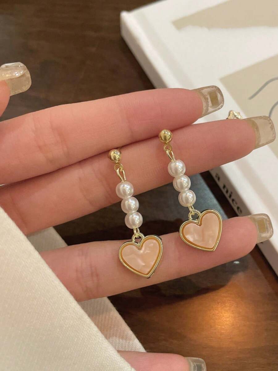 1 Pair Metal Heart & Pearl Dan - Women'S Fashion Earrings recensione e prezzo