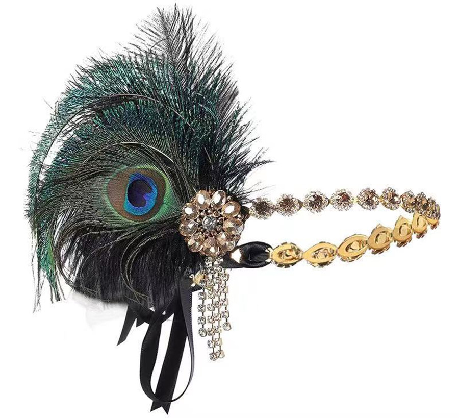 Peacock Feather Elastic Hair B - Women'S Fashion Of The 1920S recensione e prezzo