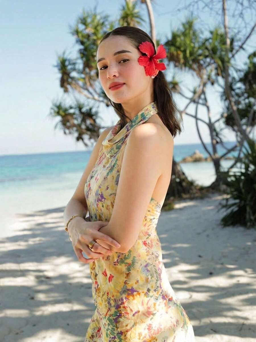Womens Floral Maxi Halter Back - Maxi Dress Boho recensione e prezzo