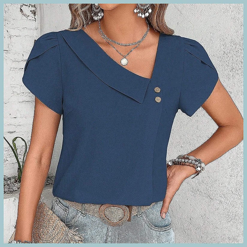 2024 Summer Vintage Solid Colo - Women'S Fashion Tops recensione e prezzo