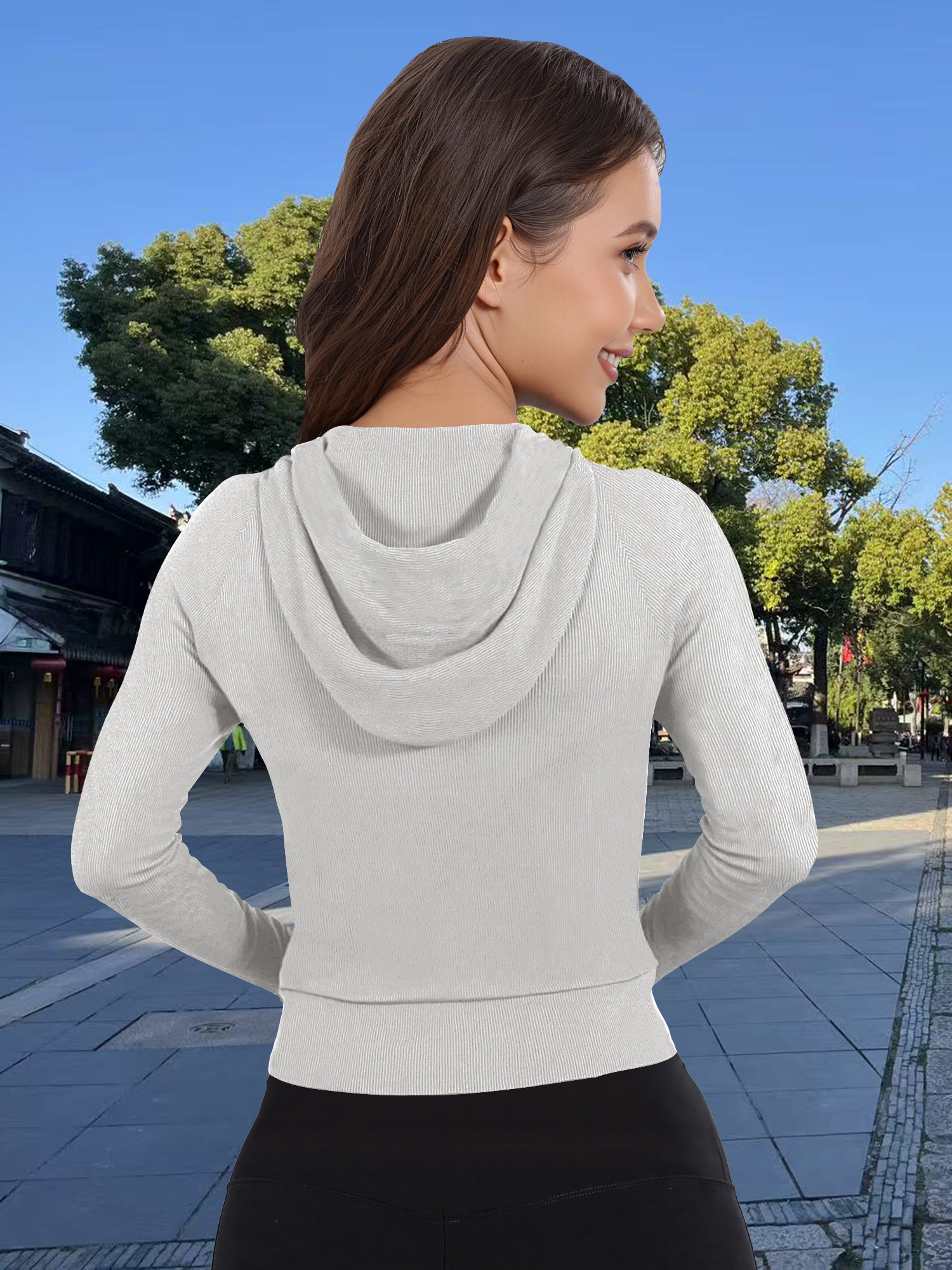 Form-Fitting Ribbed Zip-Up Hoo - High Waist Leggings recensione e prezzo